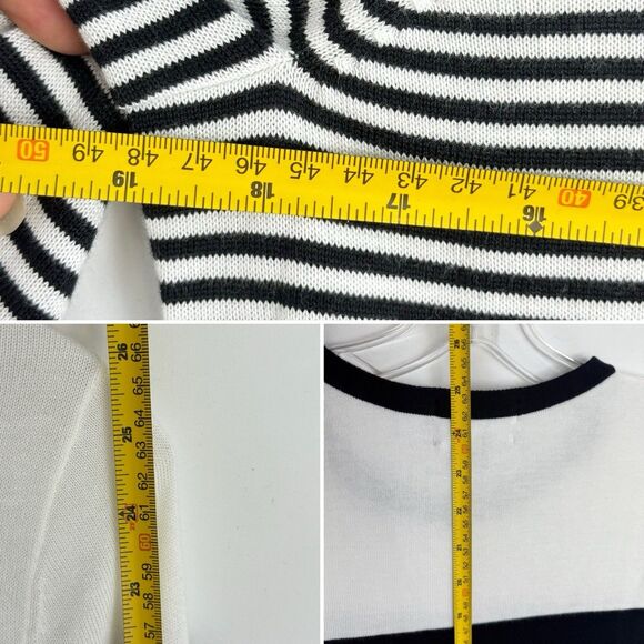 Lands End Womens Nautical Striped Cardigan Small Black White 100% Supima Cotton - Picture 7 of 16